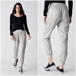Faherty Arlie Day Pants Joggers Linen Dove Gray Beach Vacation small
